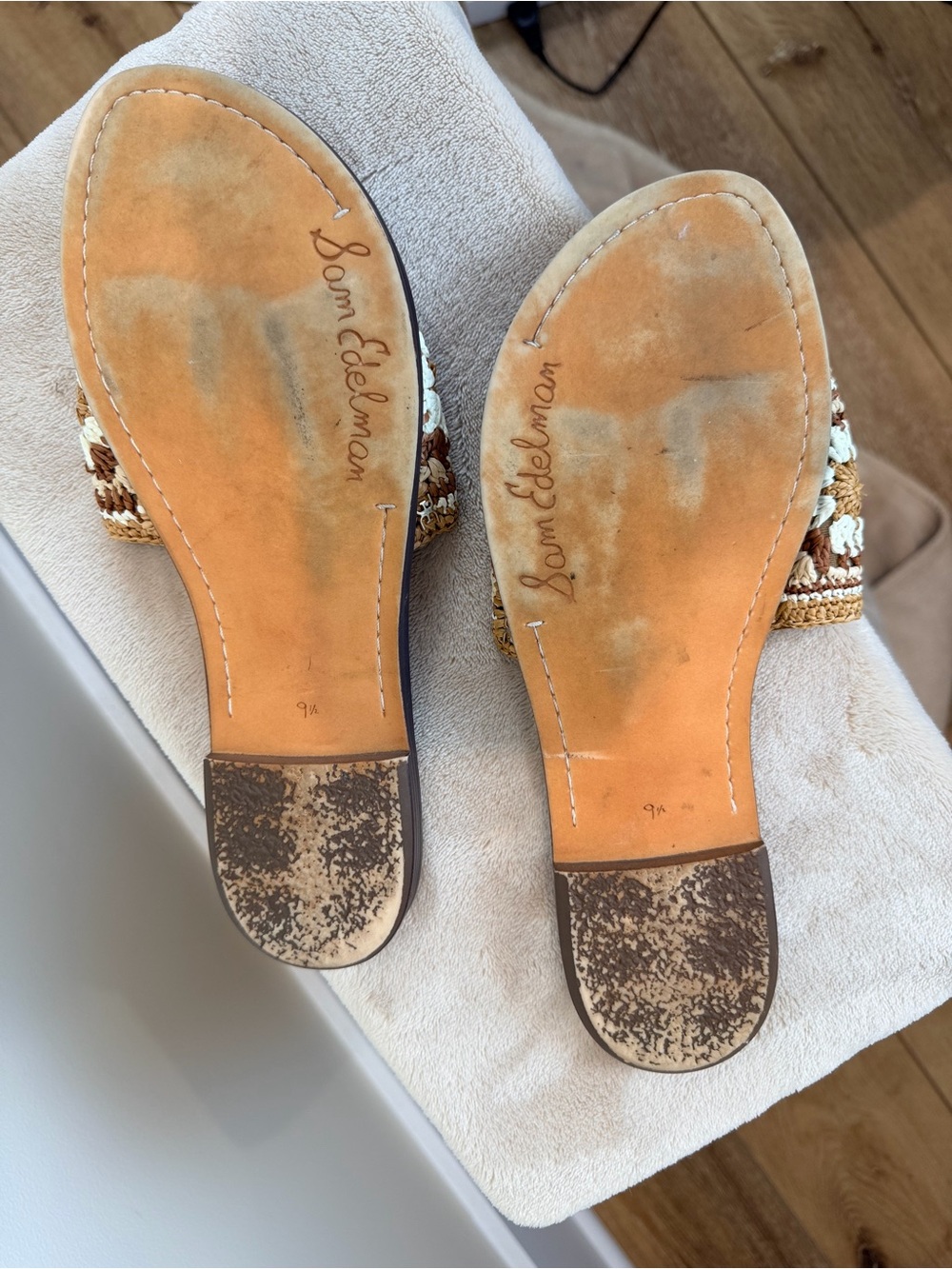 Sam Edelman Luxury Crochet Slide Sandals in Brown and Cream Size 9.5 - Picture 3 of 6